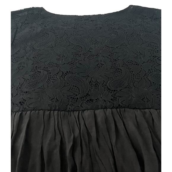 PAISLEY VINE LONG BELL SLV RND NECK MIDI WAIST DRESS, WOMEN-L-BLACK-LACE RUFFLES - Picture 6 of 12